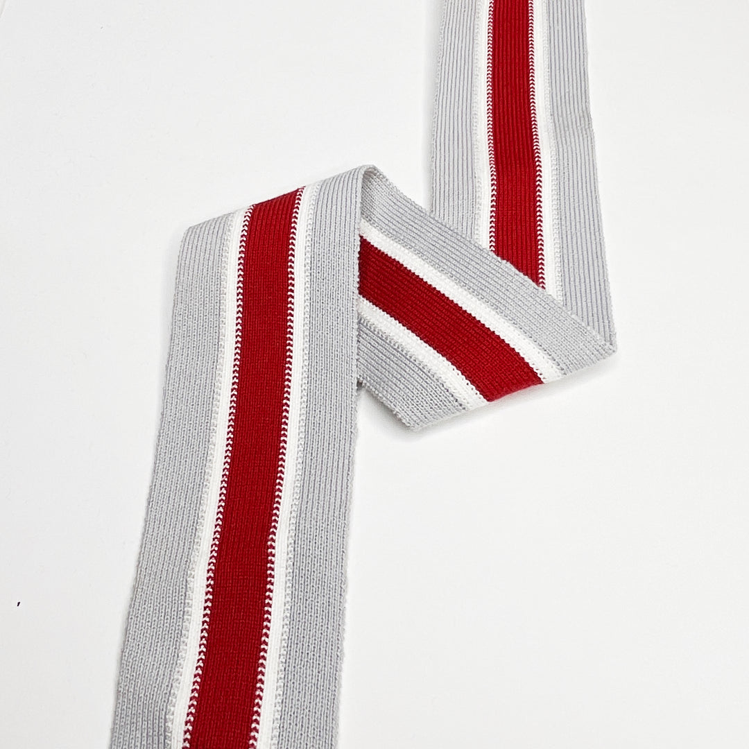 Cuffs Ribbing - White/Red Stripes - 1M (6588017442929)