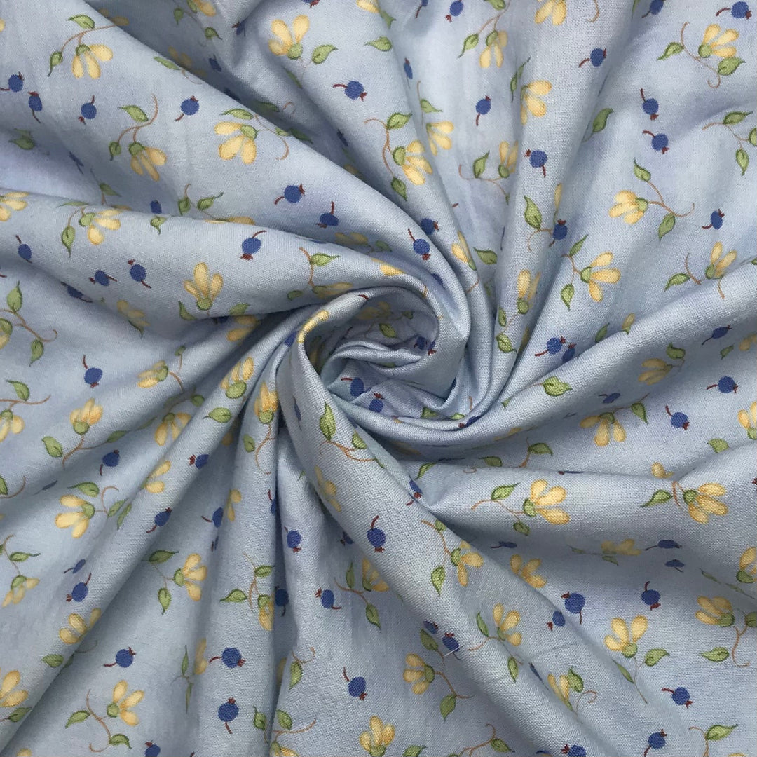 UB- Blueberry Pancakes - Cotton Knit - Blue/Yellow Floral - 0.55M Bundle (6591599018097)
