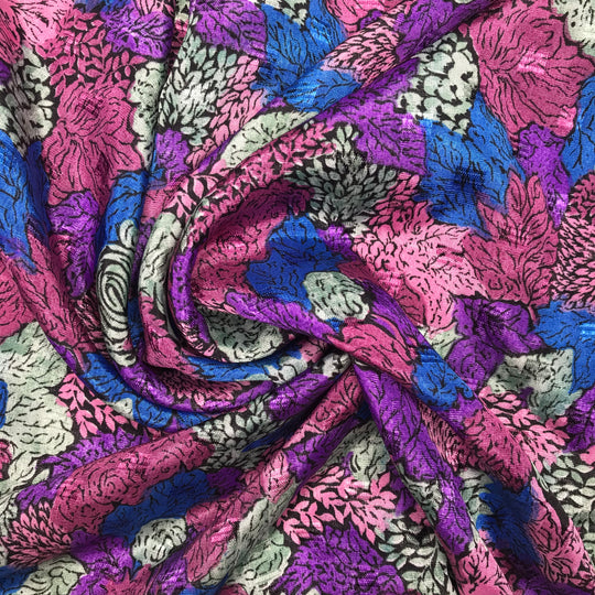 Table Of Flower Arrangements - Satin Poly Woven - Purple Multi Floral - 3.6M Bundle (6599183532145)