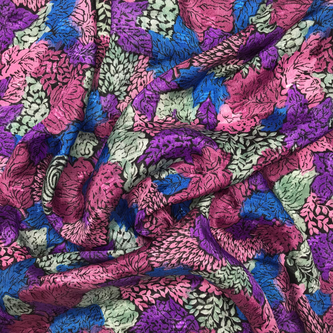 Table Of Flower Arrangements - Satin Poly Woven - Purple Multi Floral - 3.6M Bundle (6599183532145)