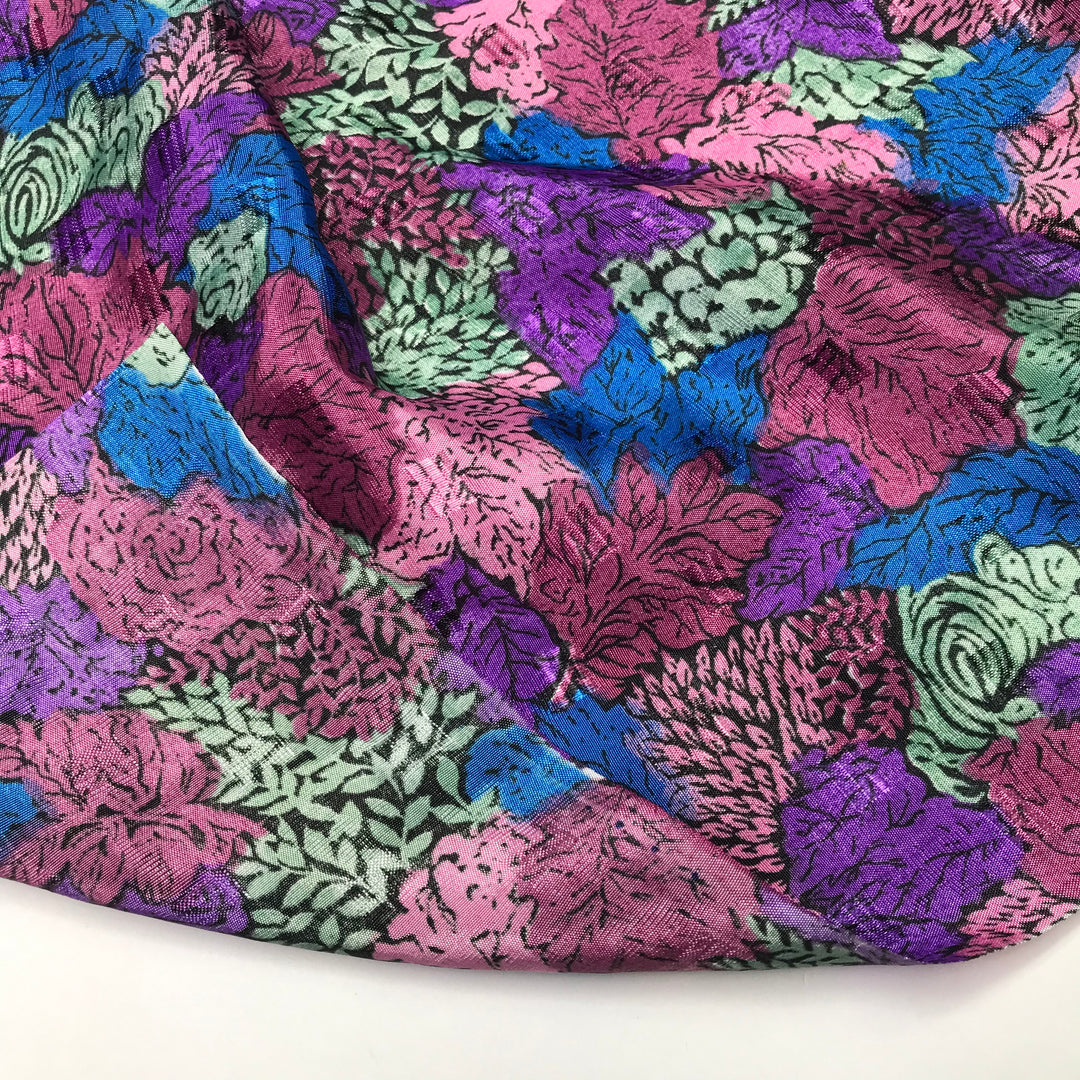 Table Of Flower Arrangements - Satin Poly Woven - Purple Multi Floral - 3.6M Bundle (6599183532145)