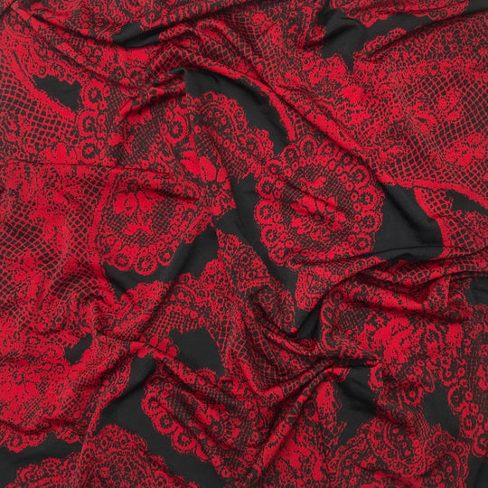 Vampire Leggings - Poly Knit - Black/Red Lace Print - 2.8M Bundle (6603354570865)