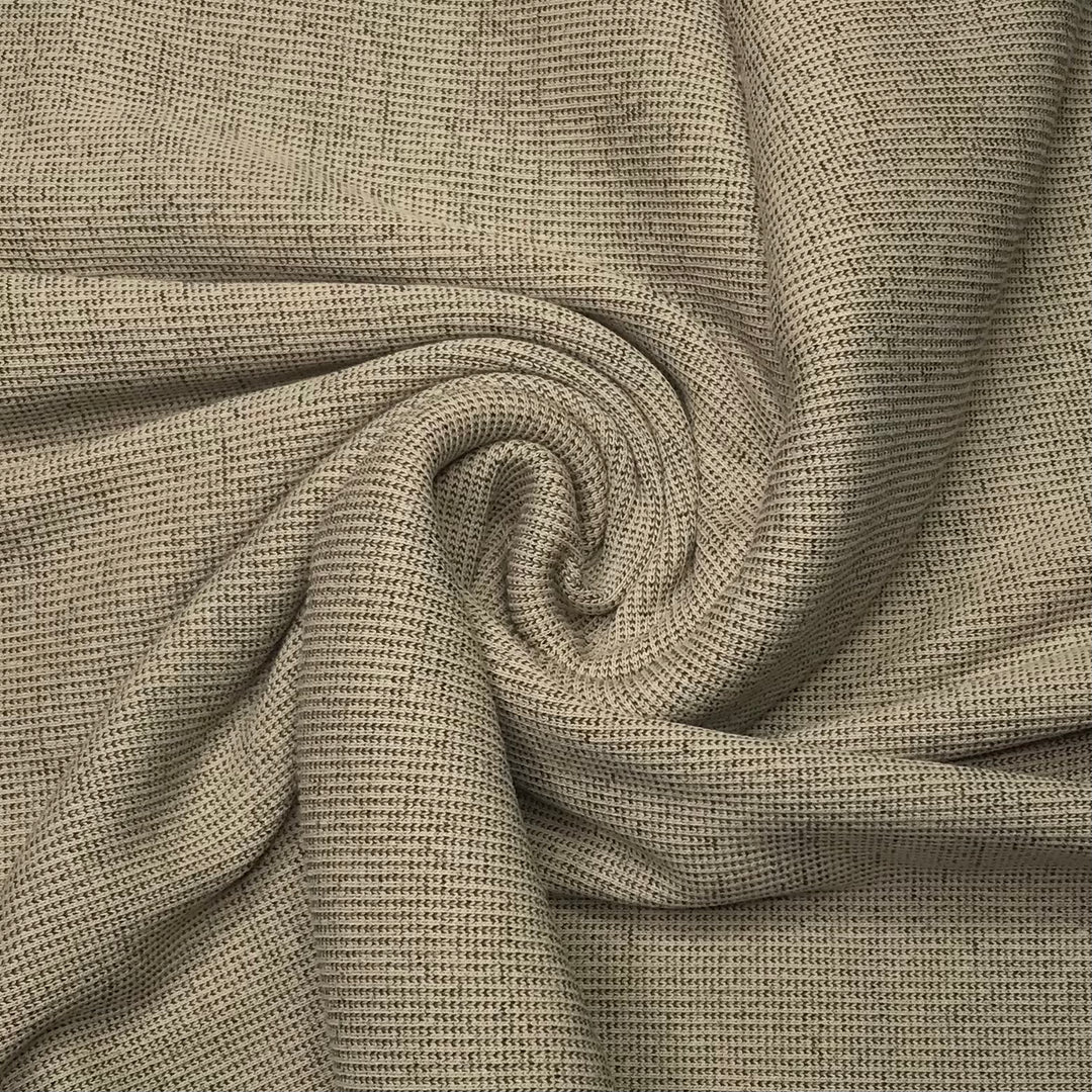 Oatmeal Cookies And Chocolate - Tubular Rib Knit Polyester Blend Knit - Light Beige - 0.9M Bundle (6603471454321)