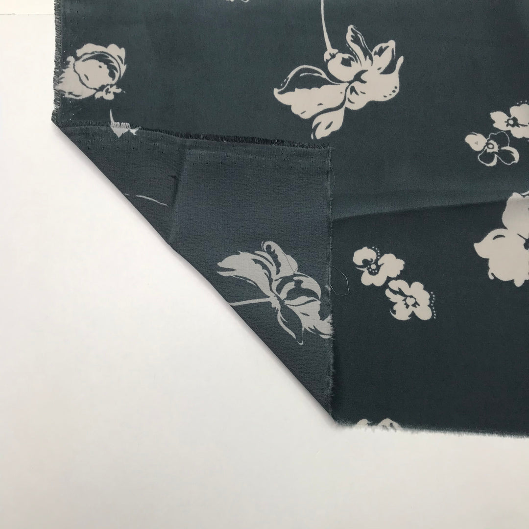 Rain Drinking Flowers - Crepe Poly Woven - Dark Grey/Cream Floral - 2.75M Bundle (6603490590833)