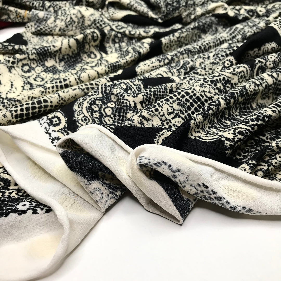 Angel Leggings - Jersey Poly Knit - Black/Cream Paisley - 1.65M Bundle (6603809947761)