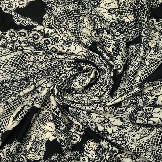 Angel Leggings - Jersey Poly Knit - Black/Cream Paisley - 1.65M Bundle (6603809947761)