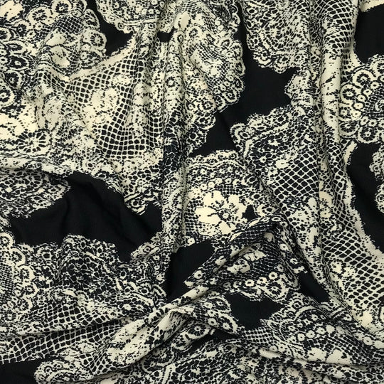 Angel Leggings - Jersey Poly Knit - Black/Cream Paisley - 1.65M Bundle (6603809947761)
