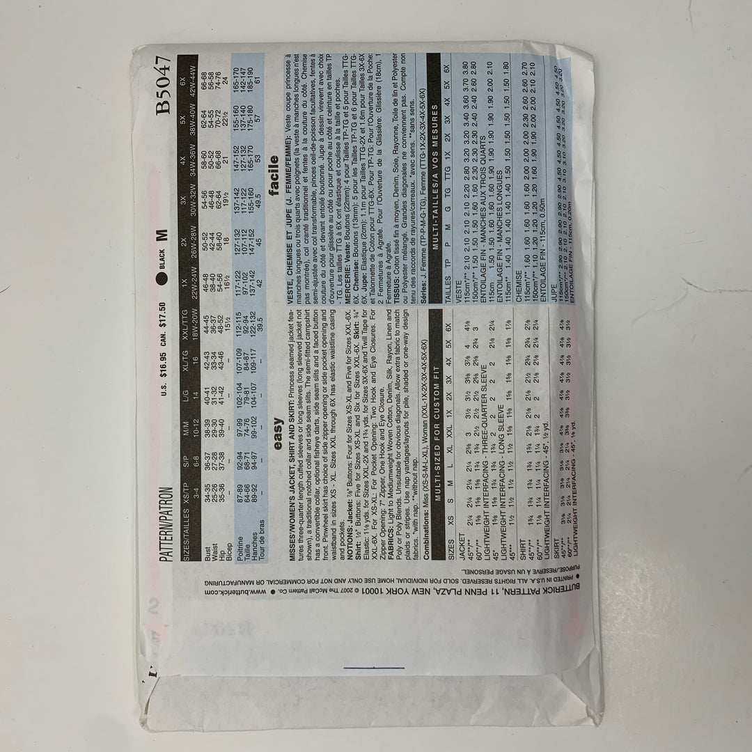 Sewing Pattern - Womenswear - Butterick B5047 (6608589095025)