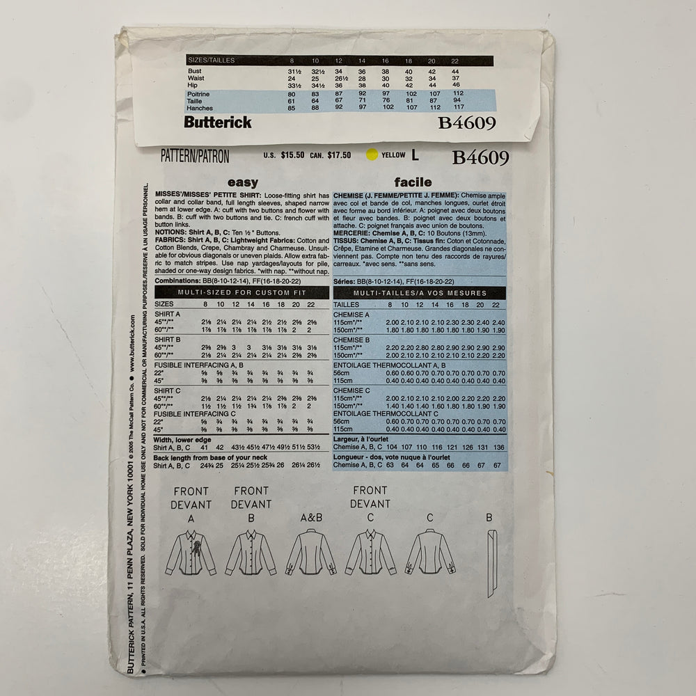 Sewing Pattern - Womenswear - Butterick B4609 (6608590536817)
