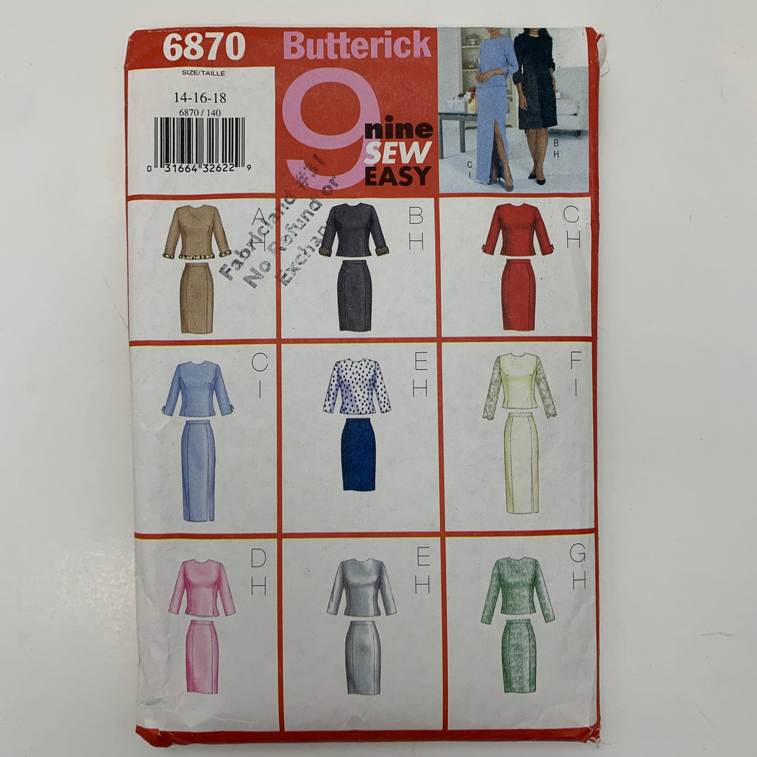 Sewing Pattern - Womenswear - Butterick 6870 (6608590962801)