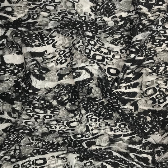 Spotty Bonanza - Lace Poly Knit - Black/White Abstract - 0.5M Bundle (6608604135537)