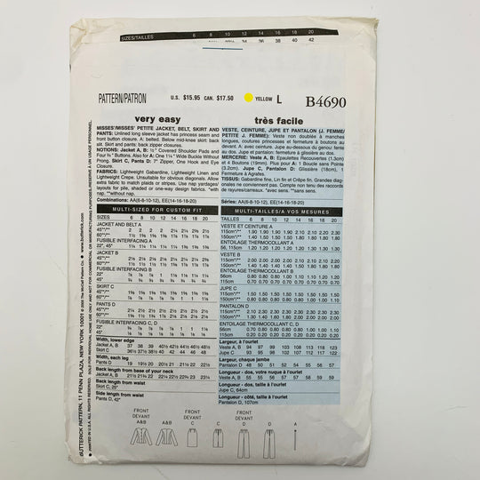 Sewing Pattern - Womenswear - Butterick B4690 (6609236623473)
