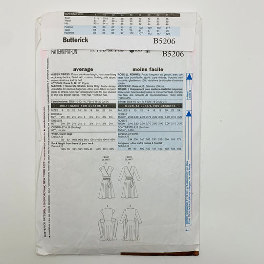 Sewing Pattern - Womenswear - Butterick B5206 (6609242030193)