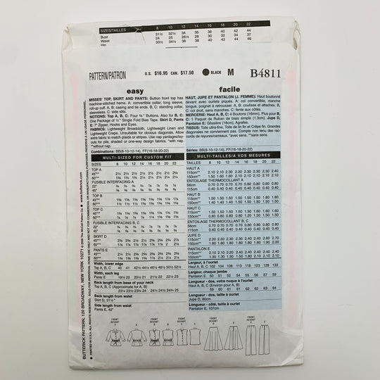 Sewing Pattern - Womenswear - Butterick B4811 (6609243144305)