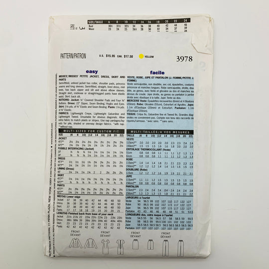 Sewing Pattern - Womenswear - Butterick 3978 (6609245044849)