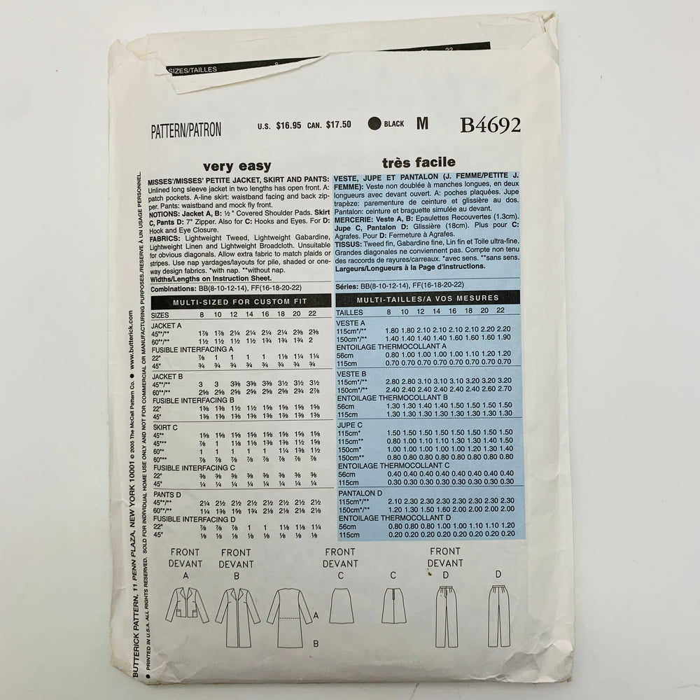 Sewing Pattern - Womenswear - Butterick B4692 (6609282498673)
