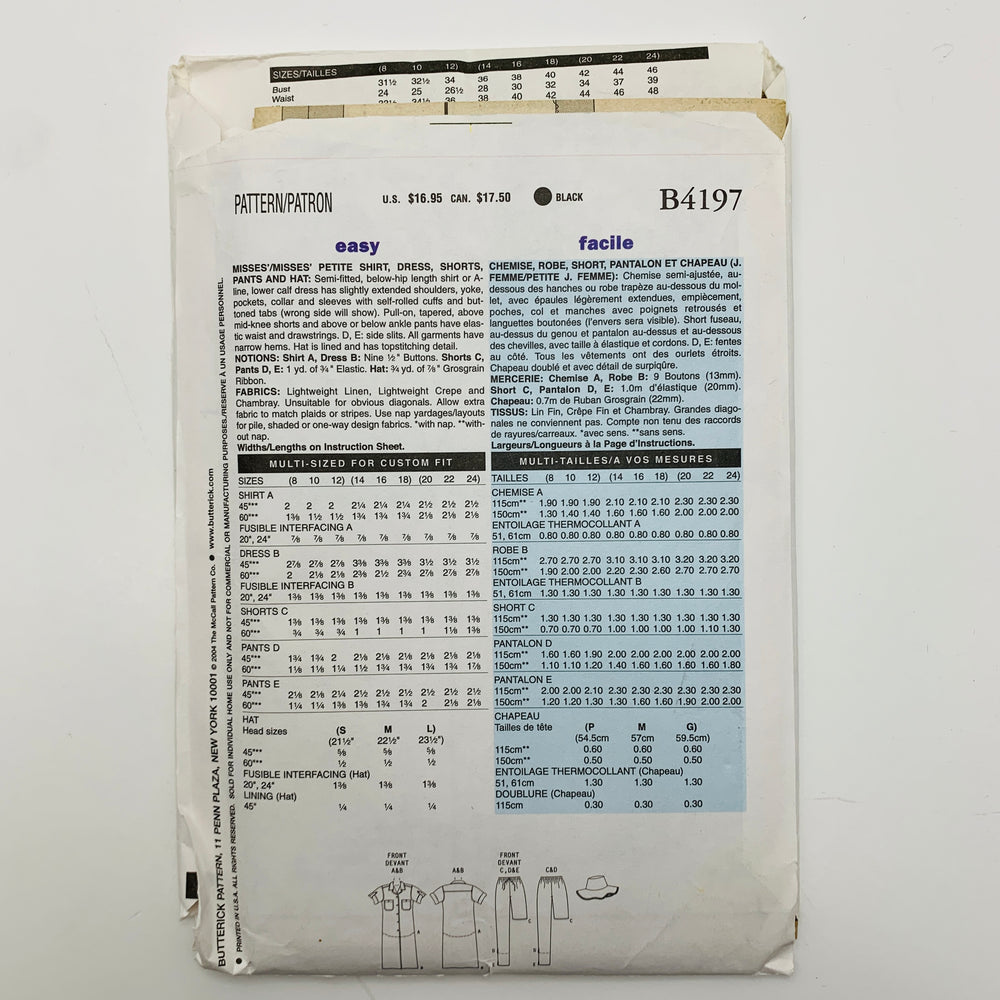 Sewing Pattern - Womenswear - Butterick B4197 (6609292984433)