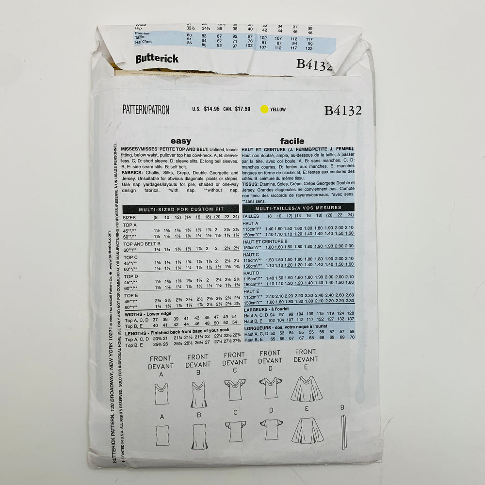 Sewing Pattern - Womenswear - Butterick B4132 (6609340956785)