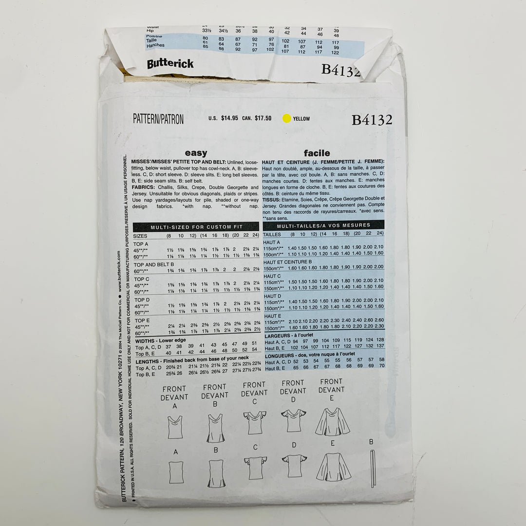 Sewing Pattern - Womenswear - Butterick B4132 (6609340956785)