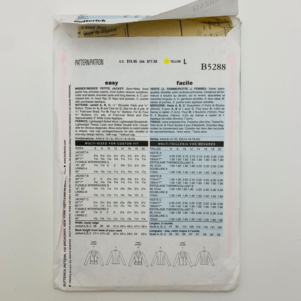 Sewing Pattern - Womenswear - Butterick B5288 (6609752916081)