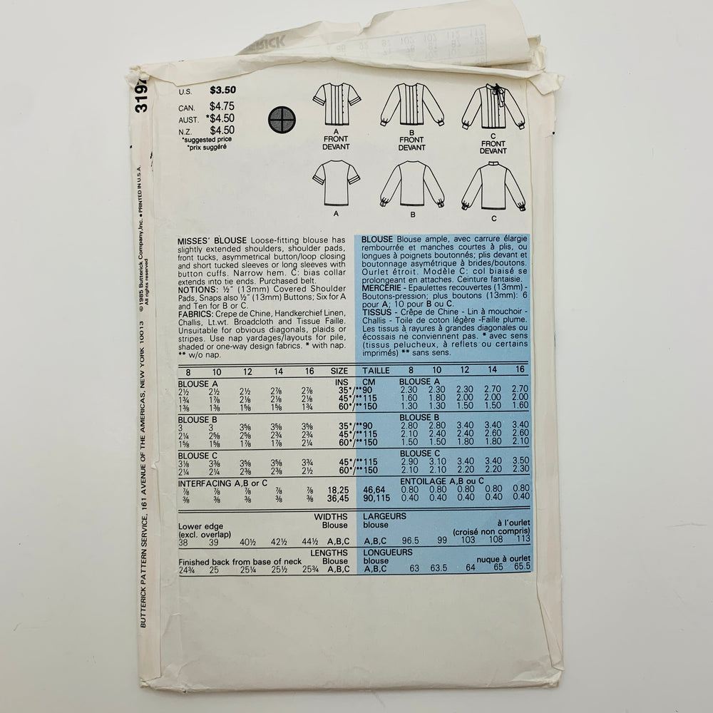 Sewing Pattern - Womenswear - Butterick 3192 (6609753997425)