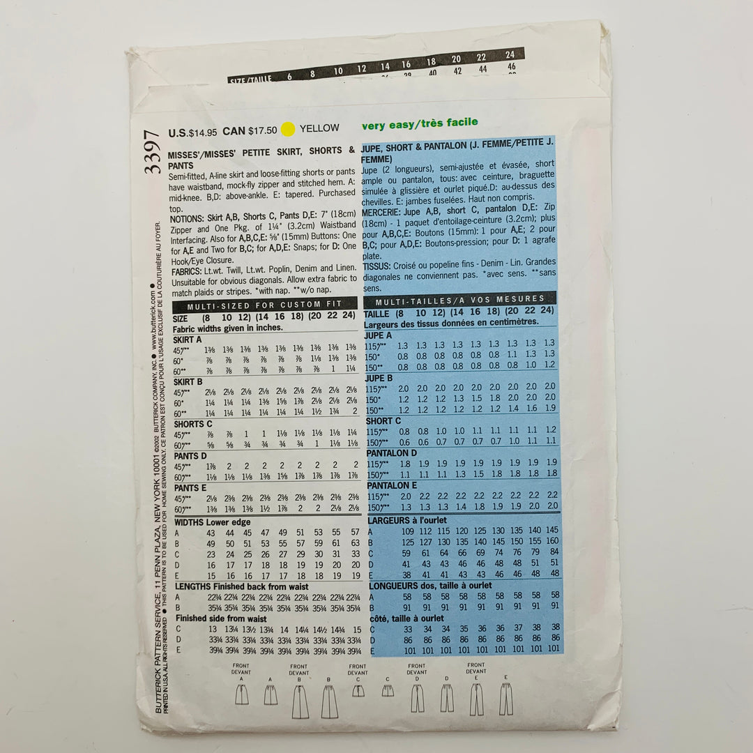 Sewing Pattern - Womenswear - Butterick 3397 (6609754226801)