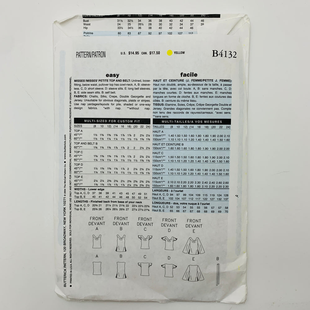 Sewing Pattern - Womenswear - Butterick B4132 (6609759273073)