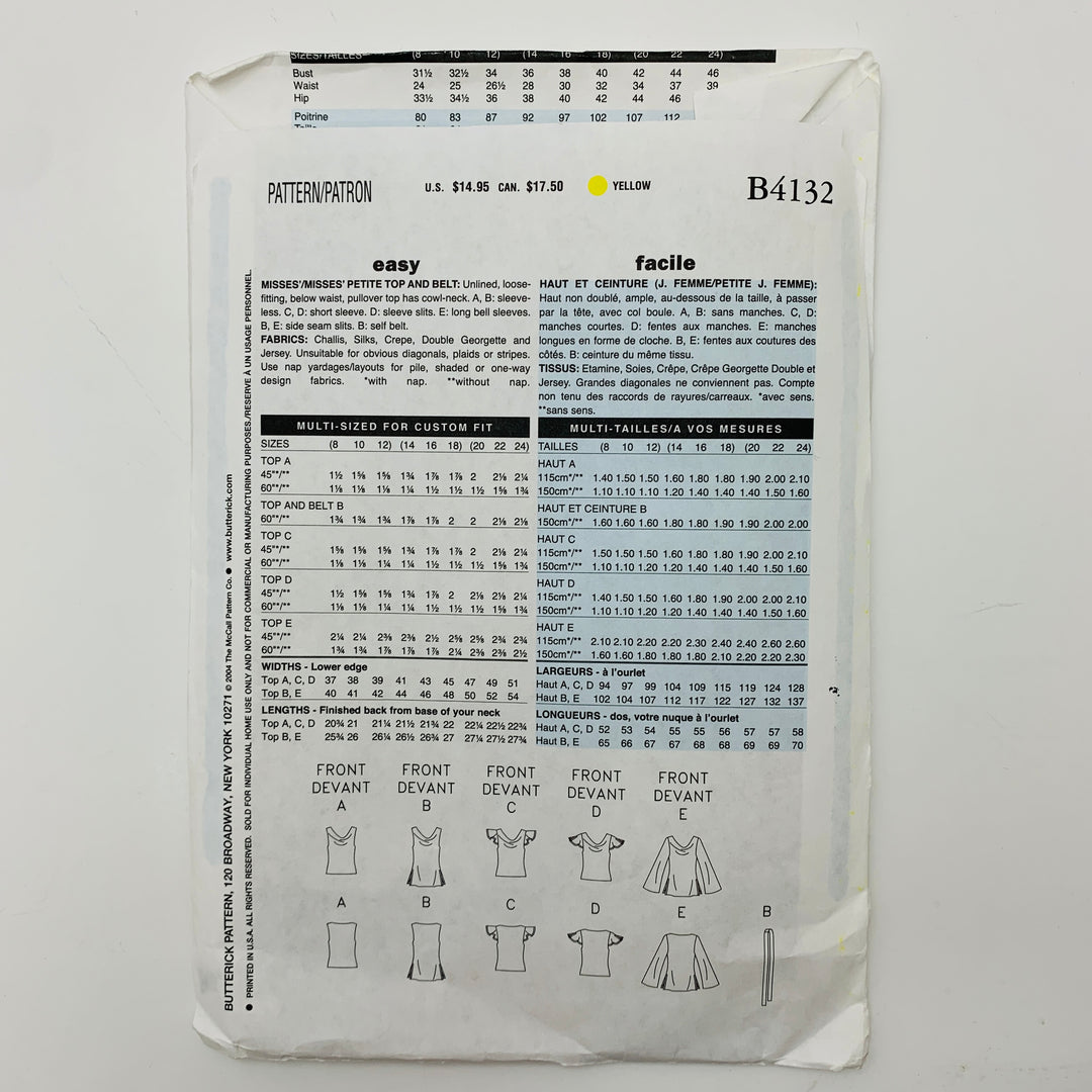 Sewing Pattern - Womenswear - Butterick B4132 (6609759273073)
