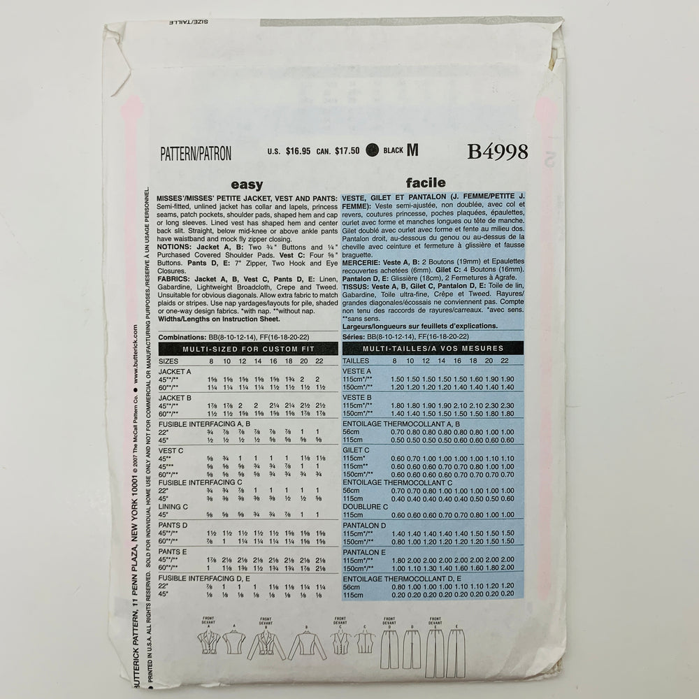 Sewing Pattern - Womenswear - Butterick B4998 (6609760583793)