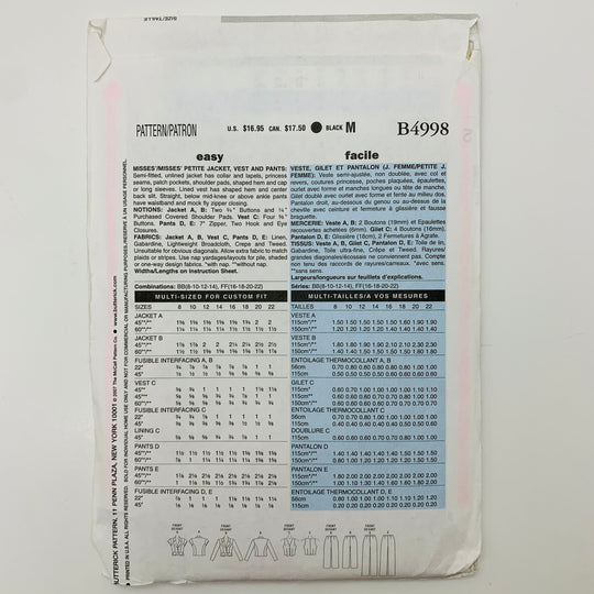 Sewing Pattern - Womenswear - Butterick B4998 (6609760583793)