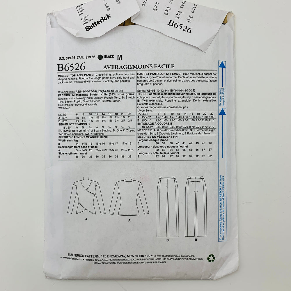 Sewing Pattern - Womenswear - Butterick B6526 (6609765367921)