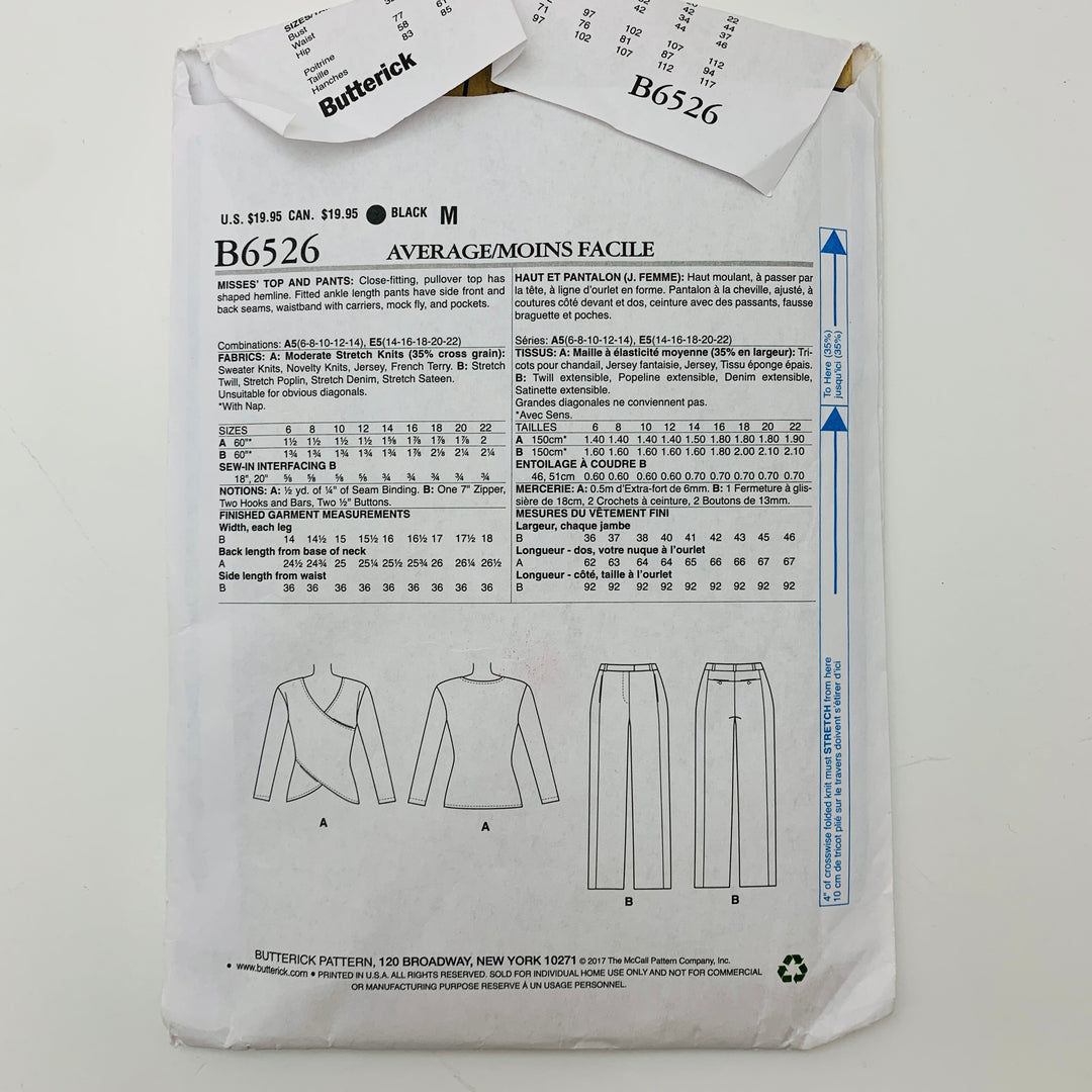 Sewing Pattern - Womenswear - Butterick B6526 (6609765367921)