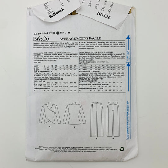 Sewing Pattern - Womenswear - Butterick B6526 (6609765367921)