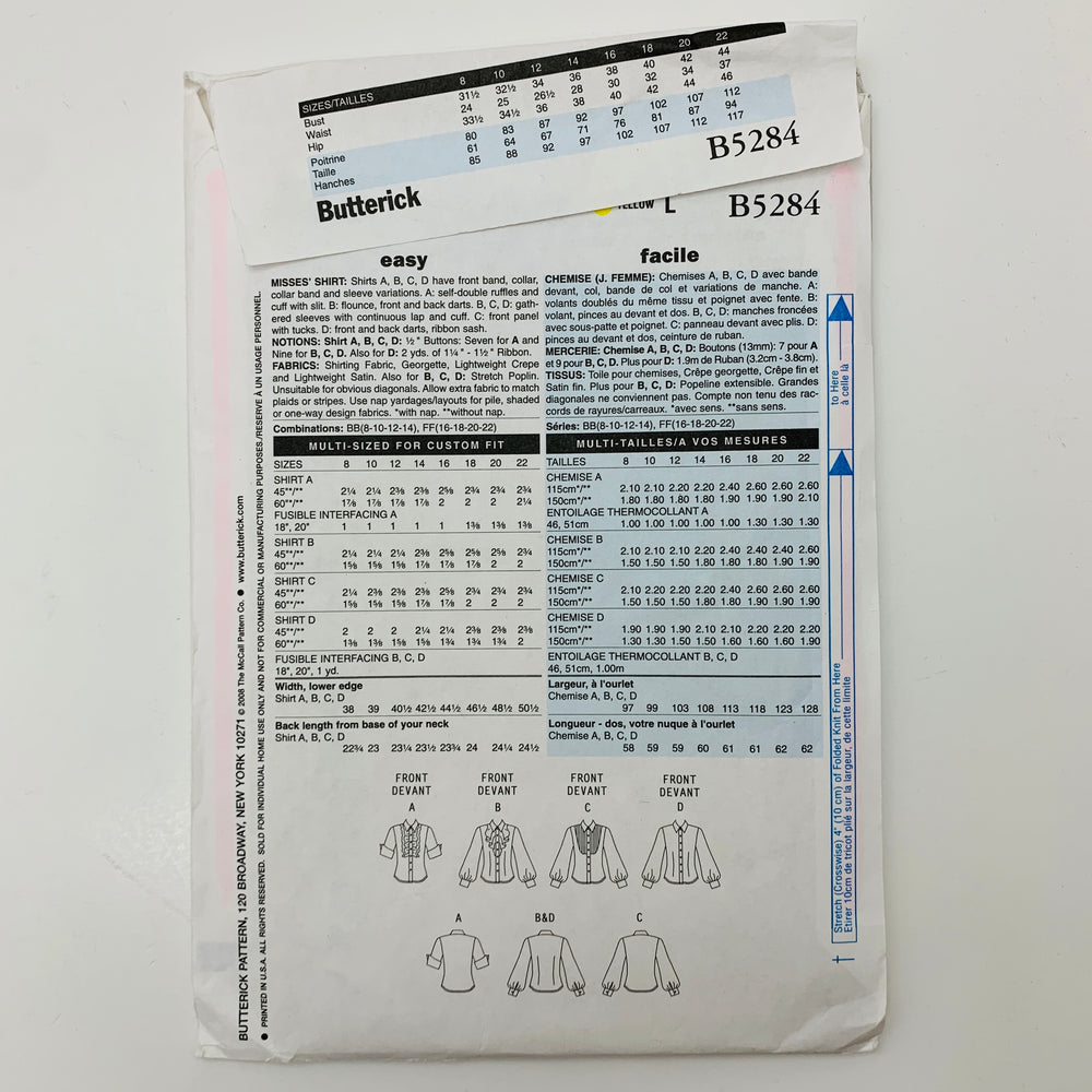 Sewing Pattern - Womenswear - Butterick B5284 (6609767104625)