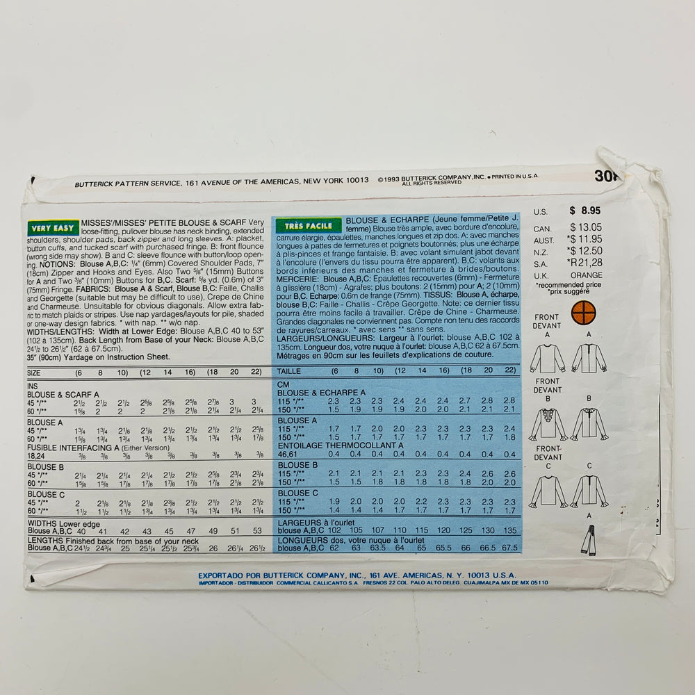 Sewing Pattern - Womenswear - Butterick 3085 (6609780047985)