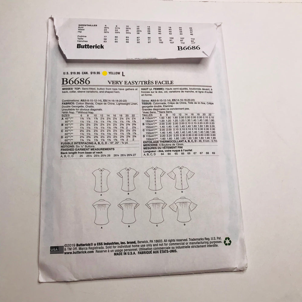 Sewing Pattern - Womenswear - Butterick B6686 (6609816617073)