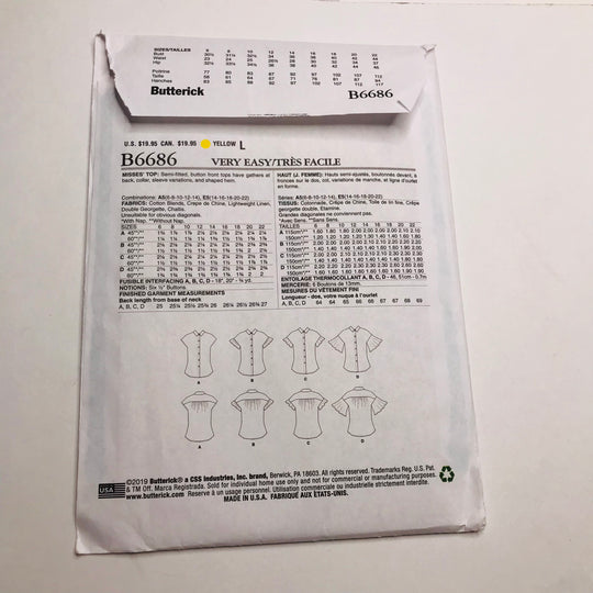Sewing Pattern - Womenswear - Butterick B6686 (6609816617073)