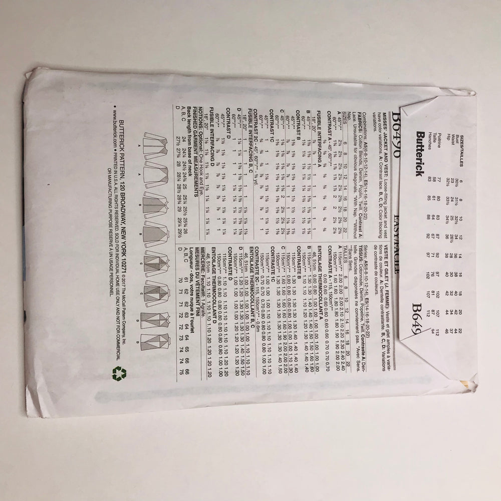 Sewing Pattern - Womenswear - Butterick B6496 (6609829757041)