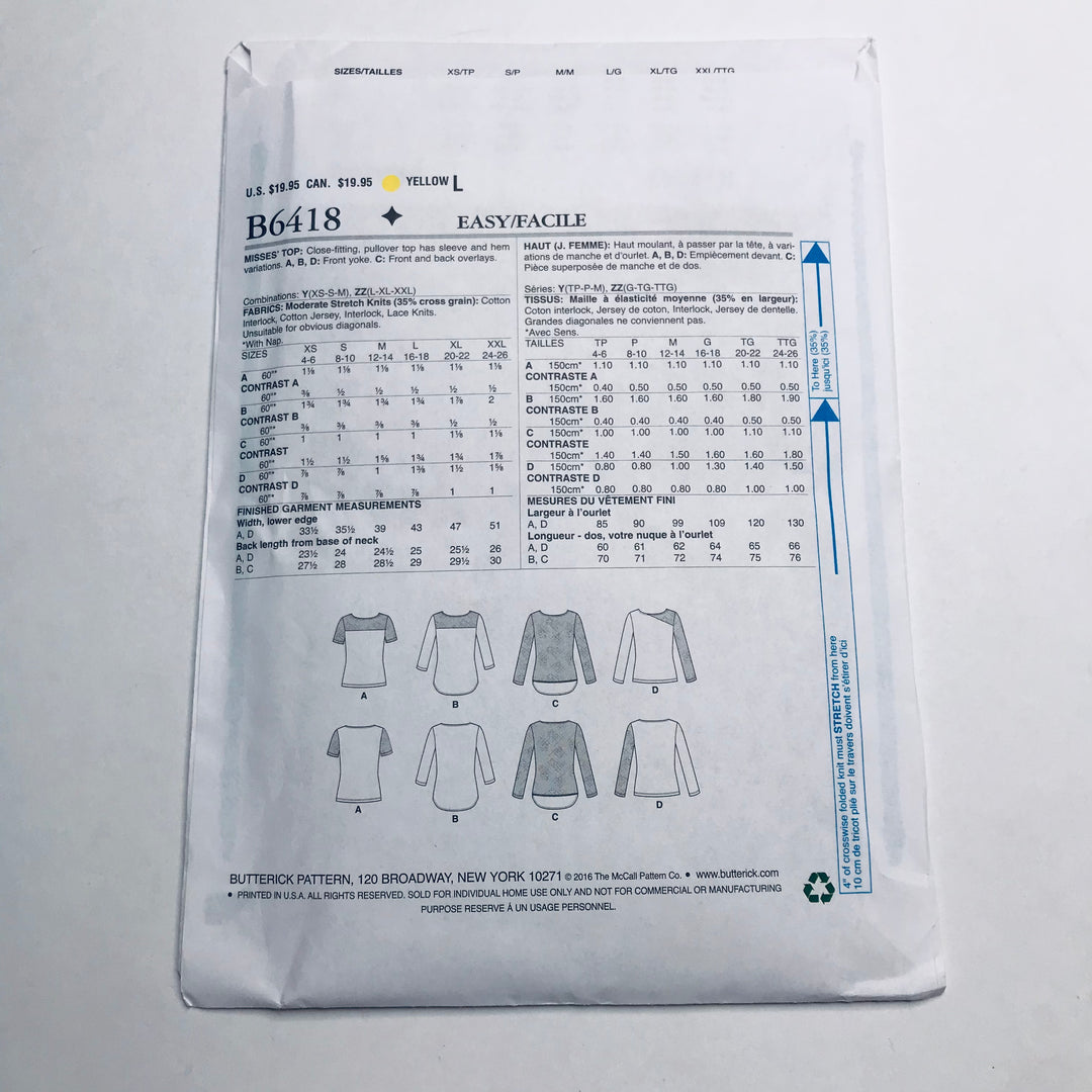 Sewing Pattern - Womenswear - Butterick B6418 (6609832509553)