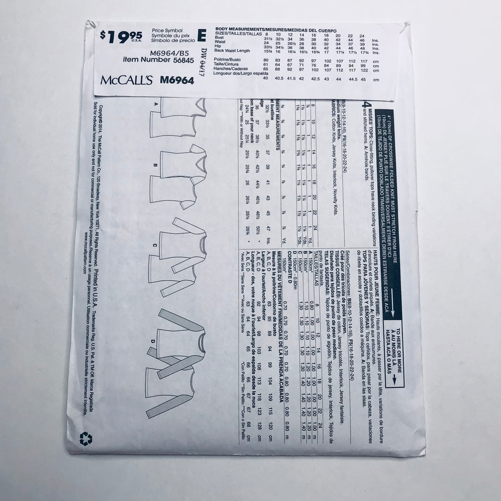 Sewing Pattern - Womenswear - McCall's M6964 (6609840013425)