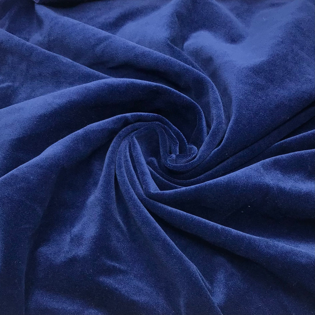 Navy Smoking Jacket - Velvet Cotton Woven - Navy - 1/2 Meter (6612550647921)