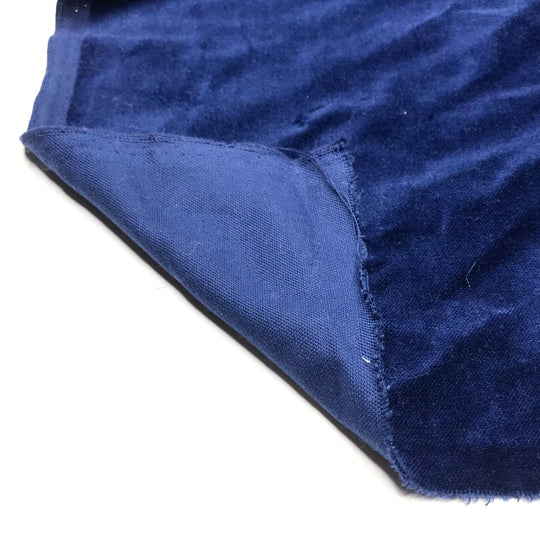 Navy Smoking Jacket - Velvet Cotton Woven - Navy - 1/2 Meter (6612550647921)