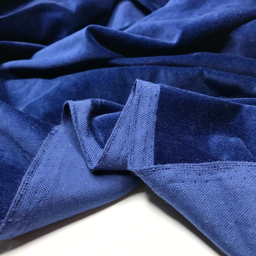 Navy Smoking Jacket - Velvet Cotton Woven - Navy - 1/2 Meter (6612550647921)