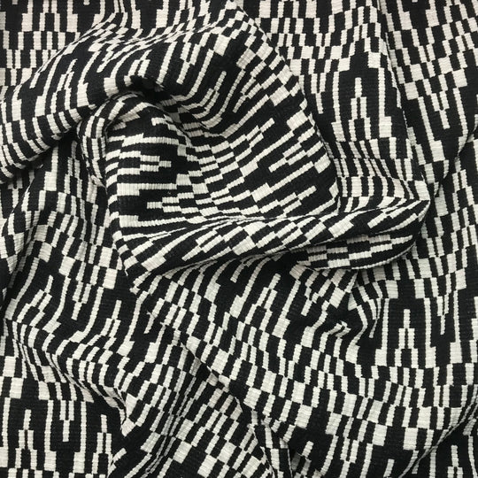 Line Drawn Skyscrapers - Polyester Blend Knit - Black/White Geometric - 0.9M Bundle (6617967427697)