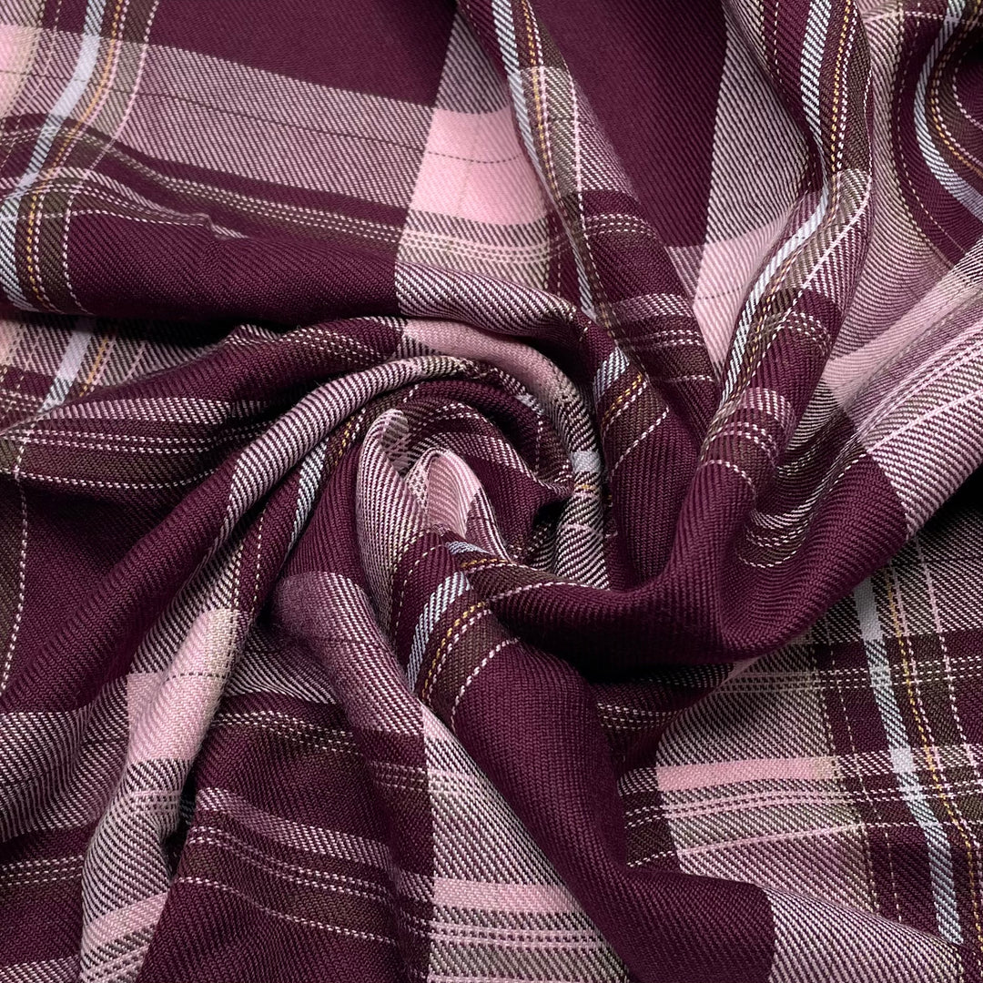 School Uniform Skirts - Twill Weave Polyester Blend Woven - Burgundy Multi Plaid - 1/2 Meter (6619915616369)