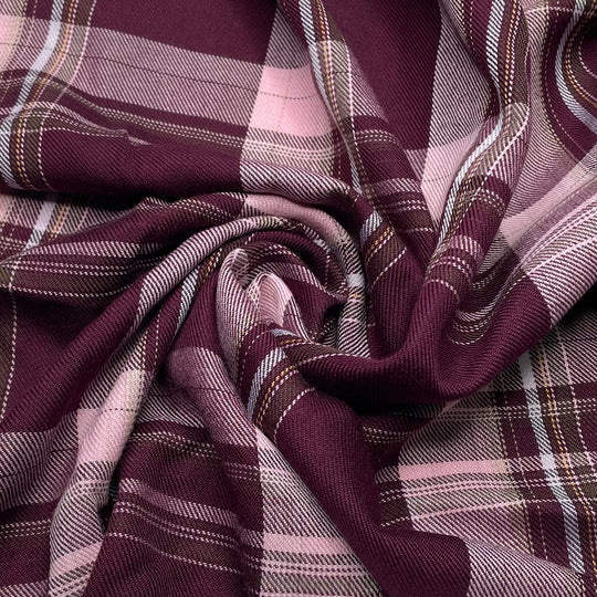 School Uniform Skirts - Twill Weave Polyester Blend Woven - Burgundy Multi Plaid - 1/2 Meter (6619915616369)