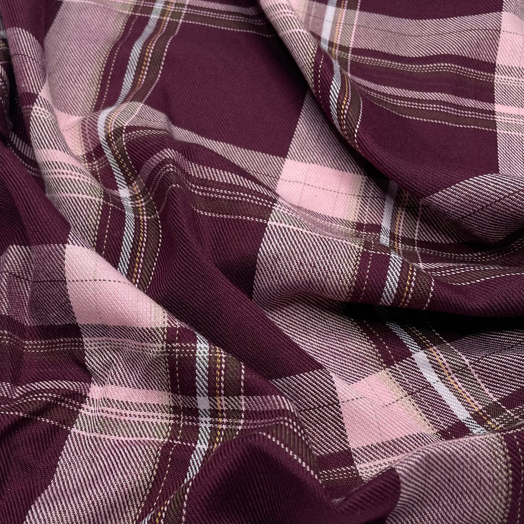 School Uniform Skirts - Twill Weave Polyester Blend Woven - Burgundy Multi Plaid - 1/2 Meter (6619915616369)