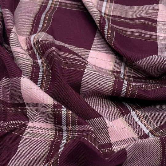 School Uniform Skirts - Twill Weave Polyester Blend Woven - Burgundy Multi Plaid - 1/2 Meter (6619915616369)