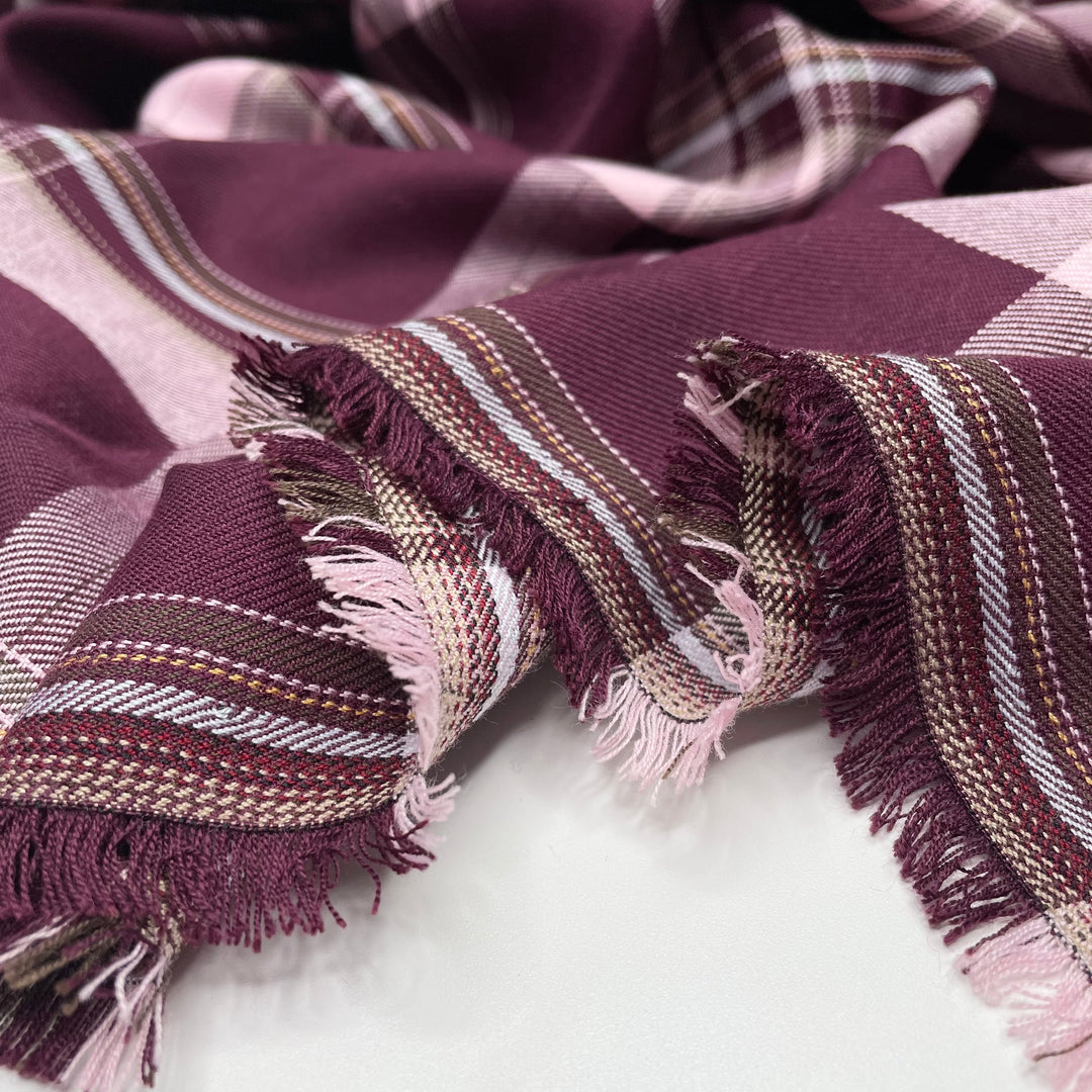 School Uniform Skirts - Twill Weave Polyester Blend Woven - Burgundy Multi Plaid - 1/2 Meter (6619915616369)