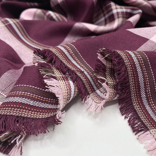 School Uniform Skirts - Twill Weave Polyester Blend Woven - Burgundy Multi Plaid - 1/2 Meter (6619915616369)
